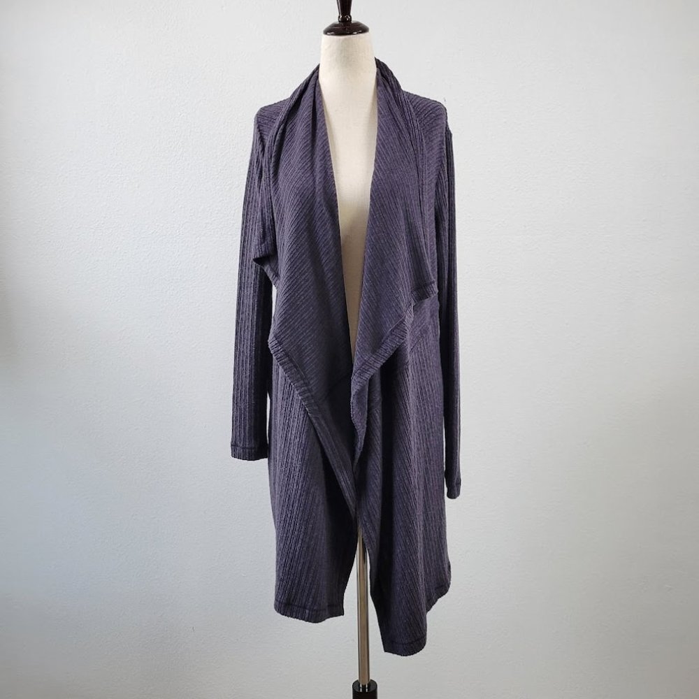 NWT- H by BORDEAUX mix rib cozy waterfall cardigan Sz XS